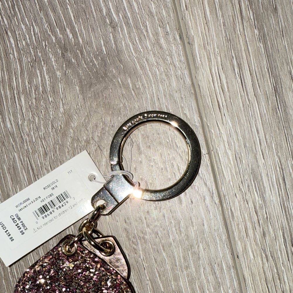 Kate Spade Pink Glitter Spade Keychain - Picture 4 of 4